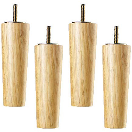4 Pièces Pieds de Table en Bois Massif Meubles de Remplacement Coniques Pieds Pattes de Meubles pour Canapé Lit Armoire Chaise Meubles Jambes Pieds de Meubles en Bois M8(25cm)