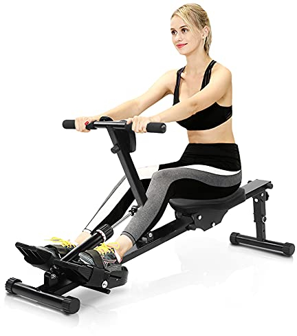 Rudergerät klappbar für zuhause Super Silent Verstellbar Rudergerät mit LCD-Monitor Rudergerät für Fitness mit 12 stufige Widerstandseinstellung Home Trainer klappbar Rower mit 120 kg Benutzergewicht