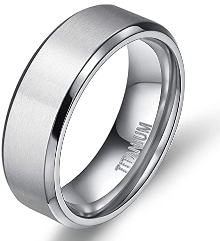 Zakk Damen Herren Ringe Titan Silber Matt Gebürstet Verlobungsring Partnerring Eheringe Trauringe 4mm 6mm 8mm 10 mm Breit (8mm,62 (19.7))