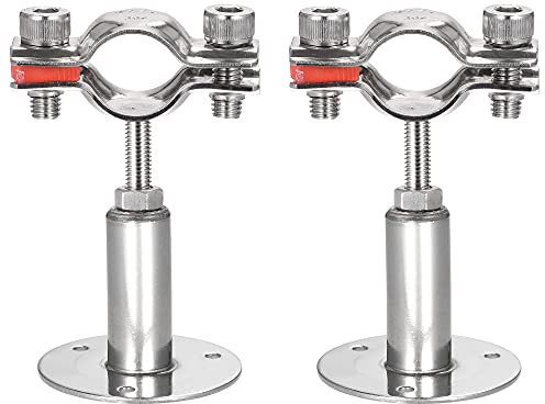 sourcing map Wall Mount Ceiling Mount Pipe Support, 304 Stainless Steel Adjustable Pipe Bracket Clamp for 19-22mm Pipe 2pcs