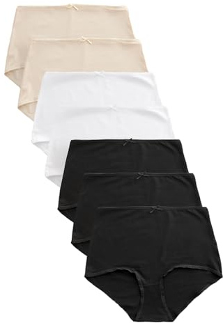 NEXT Damen Maxi-Slips mit hohem Baumwollanteil im 7er-Pack Black/Pastel Rose Nude/White 52