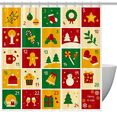 Duschvorhang, Weihnachts-Adventskalender, kariert, 183 cm