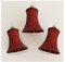 Thüringer Glasdesign Christbaumschmuck Glocken Rot mit roter Blätterranke, 3 Stück/Set, ca. 5 cm, Weihnachtsdeko
