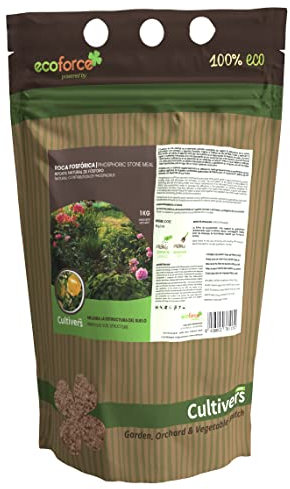 CULTIVERS Roca Fosfórica 1 kg. Aporte Natural de Fósforo, Calcio y Hierro. 100% Ecológico. Preparación de Terreno Antes y Durante Cultivo