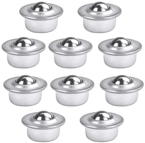 10 Stück Kugelrollen Schwerlast Möbelrollen Flach Set, 15.9 mm Kohlenstoffstahl Kugelrollen Universal, Transfer Kugellager Universal Moving Wheels, für Fördersystem,Zuführsystem,Verarbeitungssystem