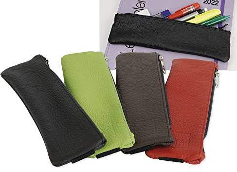 TimeTEX Aufspann-Stiftmäppchen aus Leder - für A5 und A4 geeignet - Büffelleder schwarz - 30992