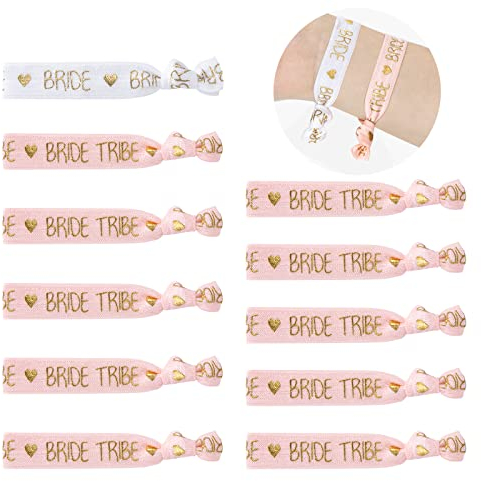 Bride Armbänder Set mit 1 Weiß Bride Armband 10 Rosa Bride Tribe Armband Dekoration für Braut Hochzeit Junggesellenabschied