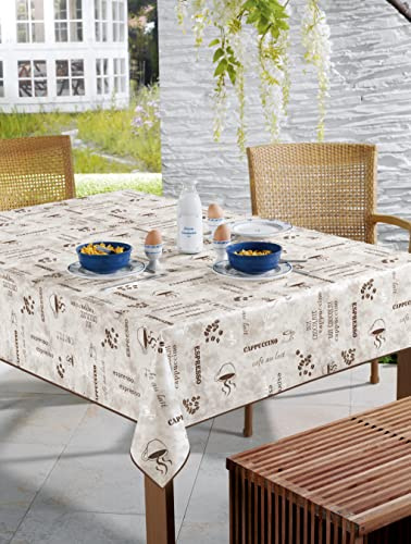 EMHELLE Wachstuchtischdecke, Tischdecke Tischwäsche, wasserabweisend, abwischbar, Outdoor, Innen- und Außennutzung, wasserdicht, Eckig, Oval, Rund, Verschiedene Größen und Farben (130 x 160 cm)