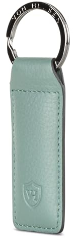 VON HEESEN® Schlüsselanhänger Leder mit Geschenkbox I Schlüssel Organizer Schlüsselband Schlüsselbund Schlüsselhalter I Geschenk für Damen & Herren (Türkis - Silver-Pine)
