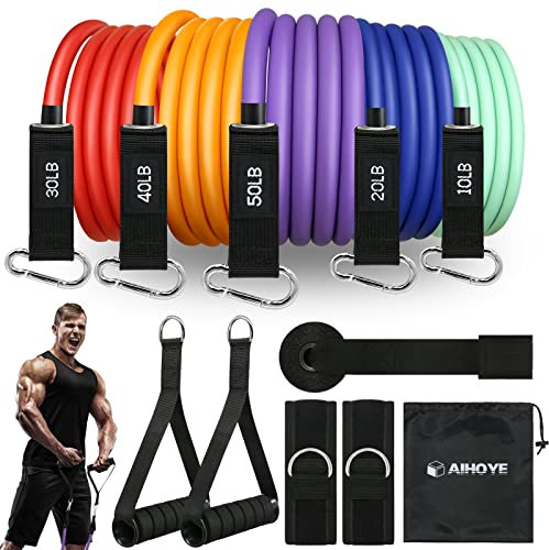 Heavy Resistance Bands Set für Workout - Übungsbänder mit Türanker und Griffen - Stretchbänder für Fitness, Workout, Ligas Para Hacer Ejercicio