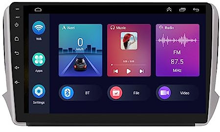 For Peugeot 2008 2013-2020 10.1Android 11 Car Stereo DAB+Radio Carplay Head Unit GPS Sat Nav Bluetooth Android Auto Bluetooth Touch Screen Car Multimedia Player GPS Navi WiFi USB+DVR+SWC+FM/AM Radio