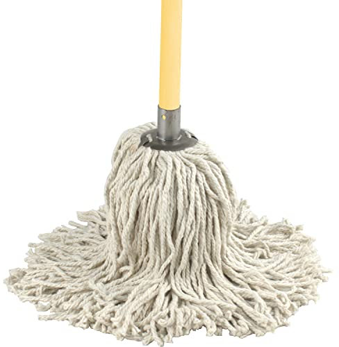 Cotton Floor Mop With Super Absorbent Head, 120cm Wooden Handle and Extra Refill (PY14 PS, 1 Extra Head)