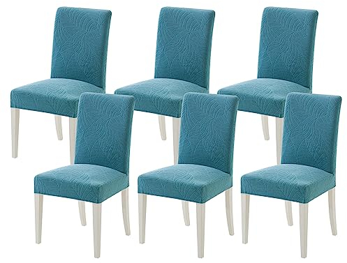 MIULEE Stuhlhussen 6er Set Universal Stretch Stuhlbezug,Abnehmbarer Wasserdichter Elastische Modern Stuhlbezüge Bezug Küche Wohnzimmer Bankett Familie Hochzeit Party Stuhlhusse,Hellblau