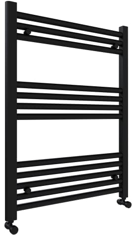 600x800mm Towel Warmer Flat, Wall Mounted Matte Black Plated Steel Bathroom Towel Rail Radiator, Suitable for Central Heating, Electric and Dual Fuel