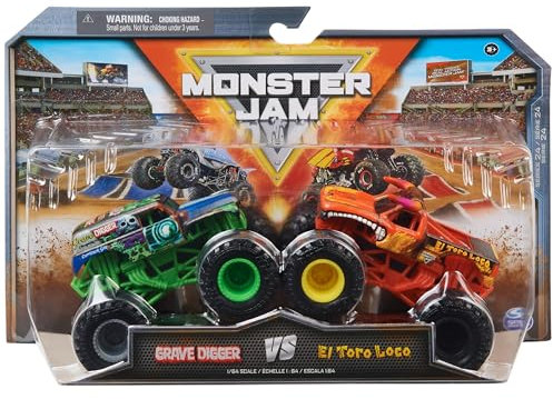 Monster Jam, Offizielle Grave Digger Vs. El Toro Loco Die-Cast Monster Trucks, Maßstab 1:64, Kinderspielzeug für Jungen ab 3 Jahren