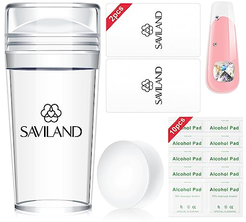 Saviland Nail Stamp French Tip Nail Art Stamper Kit with 2pcs Clear Jelly Silicone Stamper and 2pcs Scrapers for Nail Tools Kit for Home DIY French Manicure Beginners in nail art