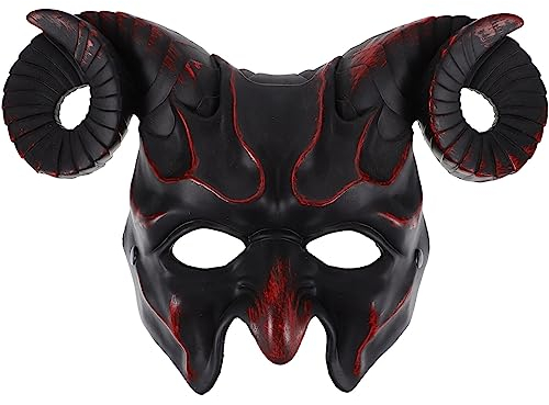 Amosfun Halloween Maske Mit Elastischem Band Dunkelrote Ox Horn Maske Für Kostüm Karneval Und Halloween-partys Leicht Atmungsaktiv Und Bequem Zu Tragen