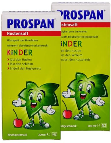 Prospan Hustensaft - Für Kinder I löst Husten und Schleim I lindert den Hustenreiz I Pflanzlich mit Efeu I Kirschgeschmack I im Sparset mit Pharma Perle give-away (Prospan Hustensaft 2 x 200ml)