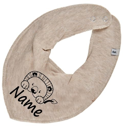 HALSTUCH Löwe mit Name oder Text personalisiert für Baby oder Kind aus Baumwolle in Einheitsgröße beige