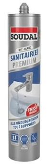 Sanitaire premium - Mastic silicone neutre sanitaire - Soudal - Cartouche de 290 ml Blanc