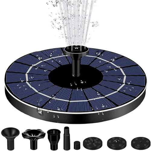 Meichoon Solar-Springbrunnenpumpe, 3,5 W, mit 6 Düsen, Vogeltränke, Wasserspiel, unabhängiger schwimmender Springbrunnen für Gärten, Teiche, Aquarien, Aquarien im Freien MY01