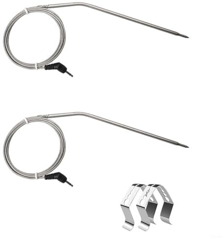 URPIZY 1/2 Pack Thermometer Meat Probe & Clip for Thermopro TP25 TP27 stainless steel Meat Temperature Probe,Replacement Probe(2pcs)