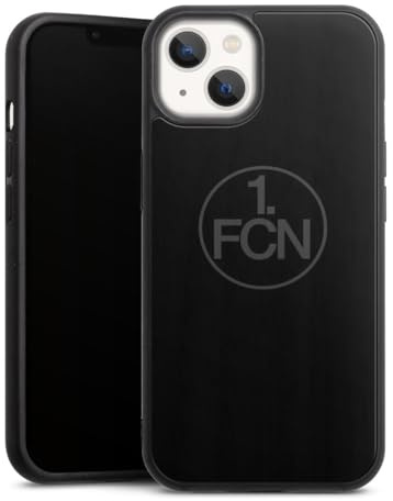 Holz Case kompatibel mit Apple iPhone 13 Walnuss Handyhülle Echtholz Hülle Logo 1. FCN 1. FC Nürnberg