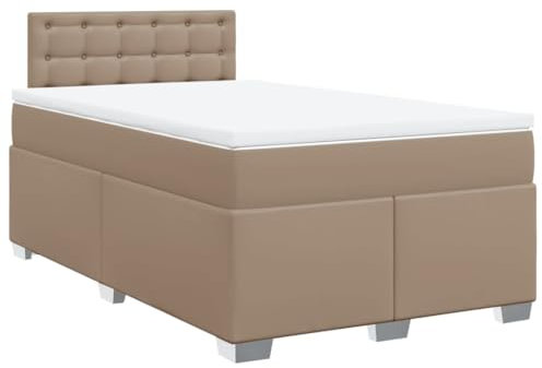 vidaXL Boxspringbett, Polsterbett Bett mit Matratze, Bettgestell mit Kopfteil Lattenrost, Doppelbett für Schlafzimmer, Cappuccino-Braun 120x200cm Kunstleder