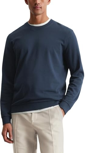 Marc O'Polo Herren Sweatshirt aus Bio-Baumwolle mit Rundhalsausschnitt, Blau (Dark Navy), XL