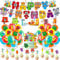 Number Happy Birthday Party Decorations - 40PCS Blocks Banner Balloons Cake Toppers Spiral for Kids Girls Theme Birthday Supplies