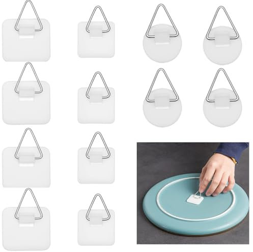 12 Stück bilderhaken selbstklebend,Klebehaken Bilder Kunststoff,Bildaufhänger Selbstklebend Telleraufhänger,Bilderhaken zum Kleben,Klebenagel für Bilderrahmen für Fotos,Gemälde,Drei Größen