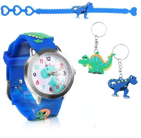 Dinosaurier Uhr Armbanduhr Jungen Dinosaurier Kinder 3D Cute Cartoon Uhr Digitale Kinderuhr Analog Quarz Uhr Silikon Uhrenarmband Armbanduhr Kinderuhr Teaching Handgelenk Uhren mit Silikon für Jungen