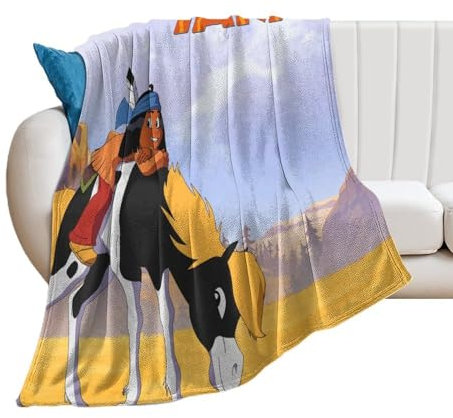 DIDUOMAN Yakari Fleece-Decken mit Anime-Deutschland-Poster für Bett, Couch, Sofa, dicke und warme Flanelldecke, weicher flauschiger Plüsch für alle Jahreszeiten, 127 x 152,4 cm