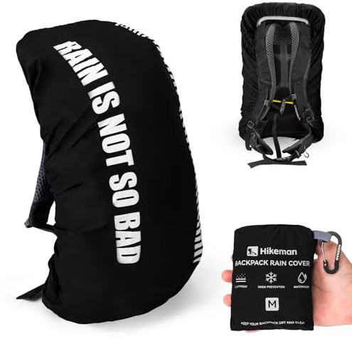 HIKEMAN Regenschutz für Rucksäcke Rucksackschutz Wasserdicht - Wasserdichter Rucksack Regenhülle,20L-30L Regenschutz Schulranzen für Wandern,Camping,Radfahren,Reisen und Schulranzen (Schwarz, M)