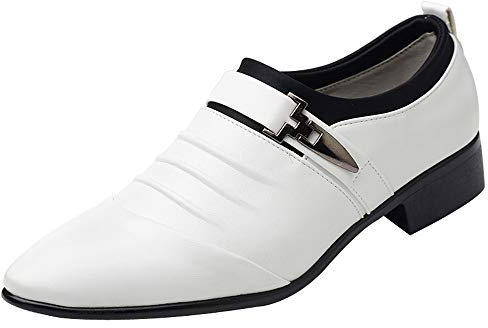 Générique Pantofole corte da uomo, punta a punta, nuove scarpe in pelle per uomini britannici moda uomo punta a punta, scarpe da sposa formali stivali tacchi da uomo a metà polpetta, bianco, 46 EU