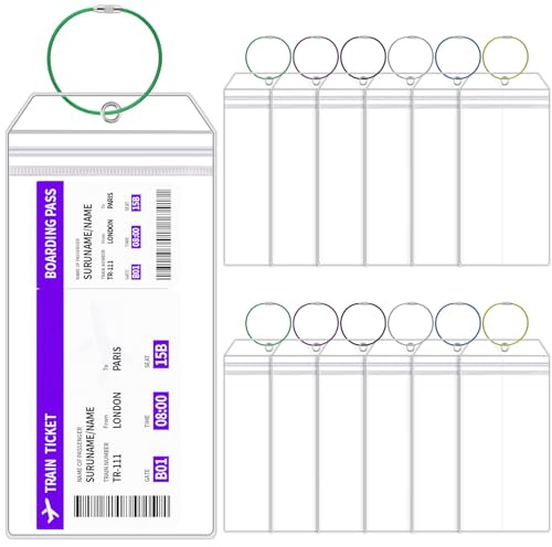 Zosenyer 12 Pièces Étiquettes Bagages Croisière, 8.7 x 18.3 cm, Porte Etiquette Valise Transparente, Etiquette Valise Voyage Avion Etiquettes à Bagage Lot Pour Bagage,Valise,Voyage