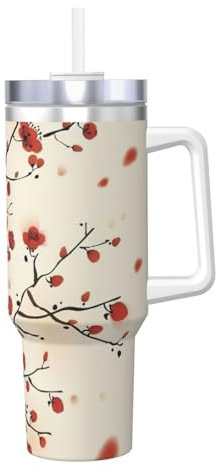 EdWal Tasse à café de voyage japonaise à double paroi en acier inoxydable avec couvercle, isolation estivale et tasse de refroidissement