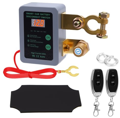 Disjoncteur de Batterie Télécommandé Sans Fil 12 V 240 A, Coupe Circuit Batterie Télécommande, Interrupteur D'arrêt Automatique avec Affichage LED pour Voiture Camping Car ATV Camion Bateau