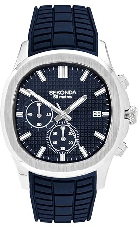 Sekonda Octaire Mens Analogue Watch 40mm dial Silver Silicone Strap