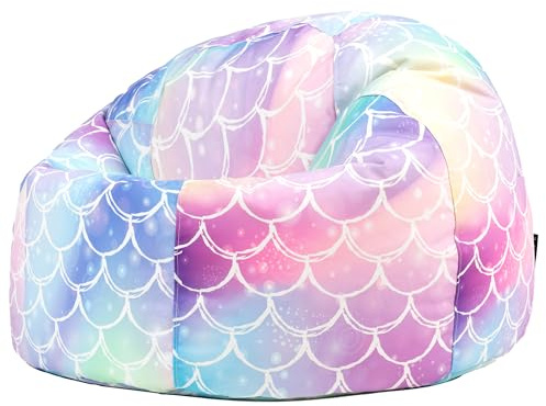 Icon Meerjungfrau Sitzsack Kinder mit Füllung, Mehrfarbig | In Deutschland Hergestellt, Lesesessel, Langlebiger Webstoff, Sitzsack Sessel für Schlafzimmer und Kinderzimmer