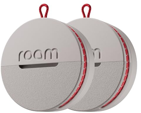 Roam Smart Tracker for iPhone & Android, Key Finder, IP67, Grey, 2 Pack | Works with Android and iPhone, Track keys, bags, bikes, and more, Replaceable 1-year battery, Water and dust resistant