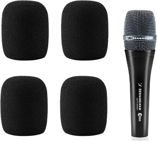 ZHHSUNY 4 Stück E835 Mikrofon-Schaumstoff-Abdeckung, Zubehör für Windschutzscheibe, kompatibel mit Sennheiser E965 E835S E835 E935 E945 E845-S E845 Mikrofon Ersatz Mic Foam Cover (schwarz)