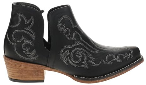 ROPER Womens Ava Embroidered Snip Toe Casual Boots Ankle Low Heel 1-2 - Black - Size 8 M
