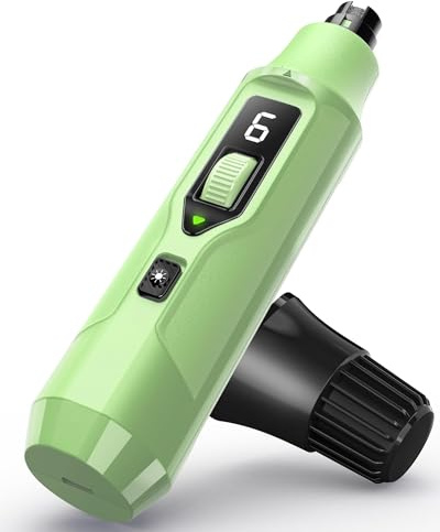 YABIFE 7-Speed Pet Nail Grinder with Light – Heavy Duty, Whisper Quiet Nail Trimmer for Dogs, Cats, Birds & Small Animals – Single-Handed Operation