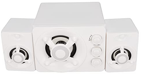 Yctze 2. Haut-parleurs d'Ordinateur Alimentés par USB avec Lumière RVB Dynamique, Caisson de Basses et Contrôle du Son pour PC et Ordinateur Portable (Nouvelle Version Blanc)