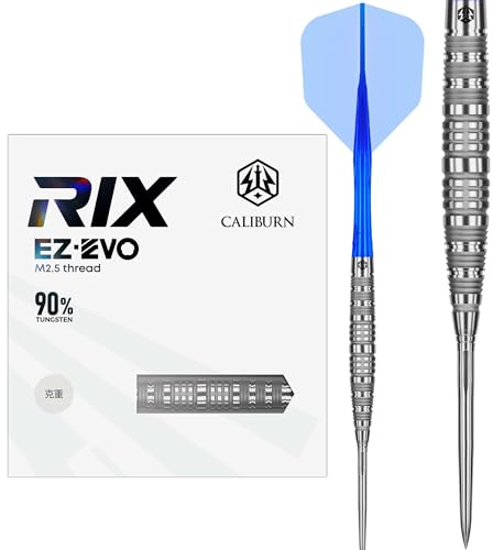 Caliburn Rix Dartpfeile mit Stahlspitze, 90 % Wolfram, professionelles Dart-Set, R6, Präzisionsgriff-Barrels, mehrere Gewichte erhältlich (24 Gramm)