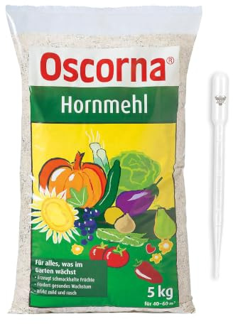 ELITE BBQ kompatibel mit Oscrona Hornmehl 5 kg Organischer Stickstoffdünger 12 Prozent N Für Gemüse Obst Blumen Mit Pipette Natürlicher Langzeitdünger Bodenverbesserer