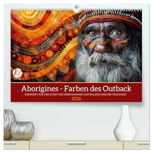 Aborigines - Farben des Outback (hochwertiger Premium Wandkalender 2026 DIN A2 quer), Kunstdruck in Hochglanz: Aboriginal Points of Color: Virtuelle Kunst aus der Traumzeit (CALVENDO Menschen)