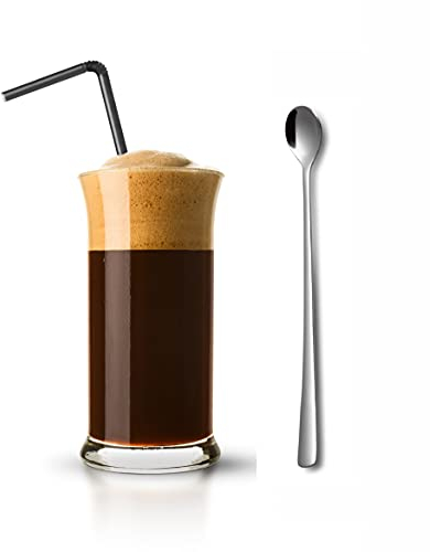 Topkapi 250.620-4-teiliges Gläser Set “Monaco“ mit 2 Gläser für Frappe, Milchshake, Cocktail, Eiskaffee + 2 Langstiel-Löffel