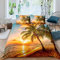 Bettbezug Orange 155x220 cm Palme Bei Sonnenuntergang 3 Teilig Bettwäsche-Set Modern Weiche Atmungsaktive und Angenehme Gedruckte Mikrofaser Bettbezüge mit Reißverschluss und 2 Kissenbezug 80x80 cm